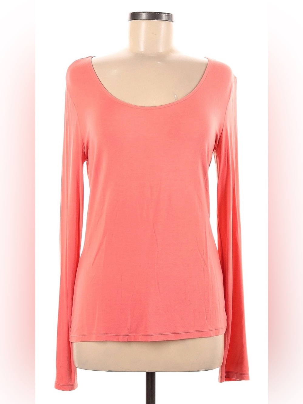 Elie Tahari Tee in Coral with Long-Sleeve Scoop Neck